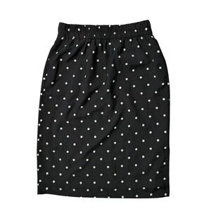 J.Crew Factory Black White Polka Dot Midi Pencil Skirt Elastic Waist Womens Sz S